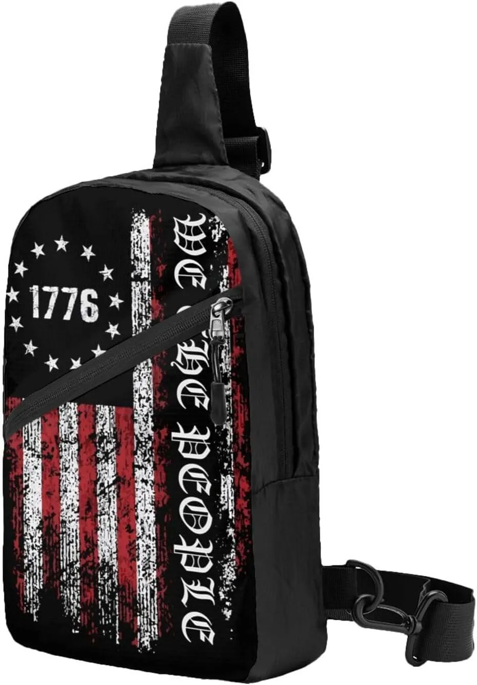 America We The People American Flag Portable Sling Bags Packable Crossbody Bag Foldable Sport Daypack Reusable Shoulder Backpack Diagonally Chest Bag for Workout Travel