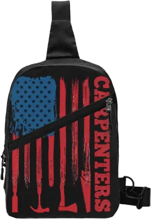 American Carpenter Flag Portable Sling Bags Packable Crossbody Bag Foldable Sport Daypack Reusable Shoulder Backpack Diagonally Chest Bag for Workout Travel