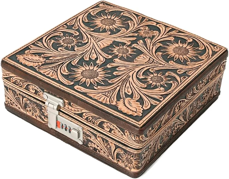 American Darling Jewelry Case Hand Tooled Hair-On Genuine Leather Women Bag Western Handbag Purse