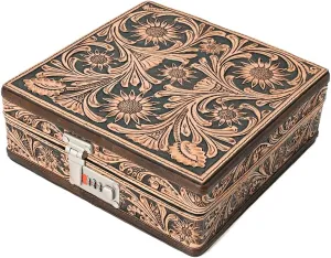 American Darling Jewelry Case Hand Tooled Hair-On Genuine Leather Women Bag Western Handbag Purse