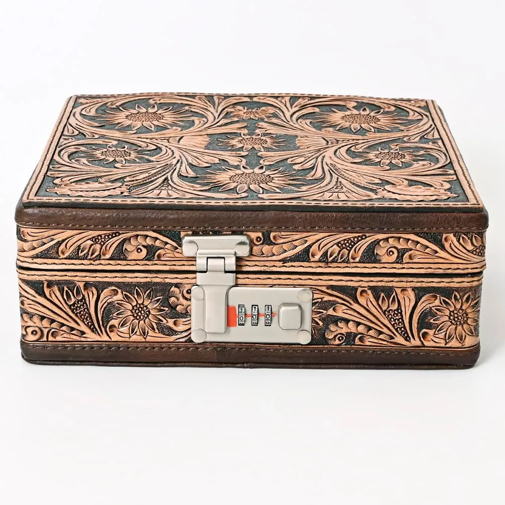 American Darling Jewelry Case Hand Tooled Hair-On Genuine Leather Women Bag Western Handbag Purse