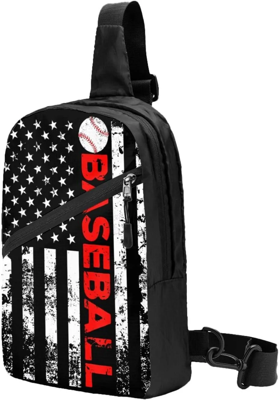 American Flag Baseball Team Portable Sling Bags Packable Crossbody Bag Foldable Sport Daypack Reusable Shoulder Backpack Diagonally Chest Bag for Workout Travel