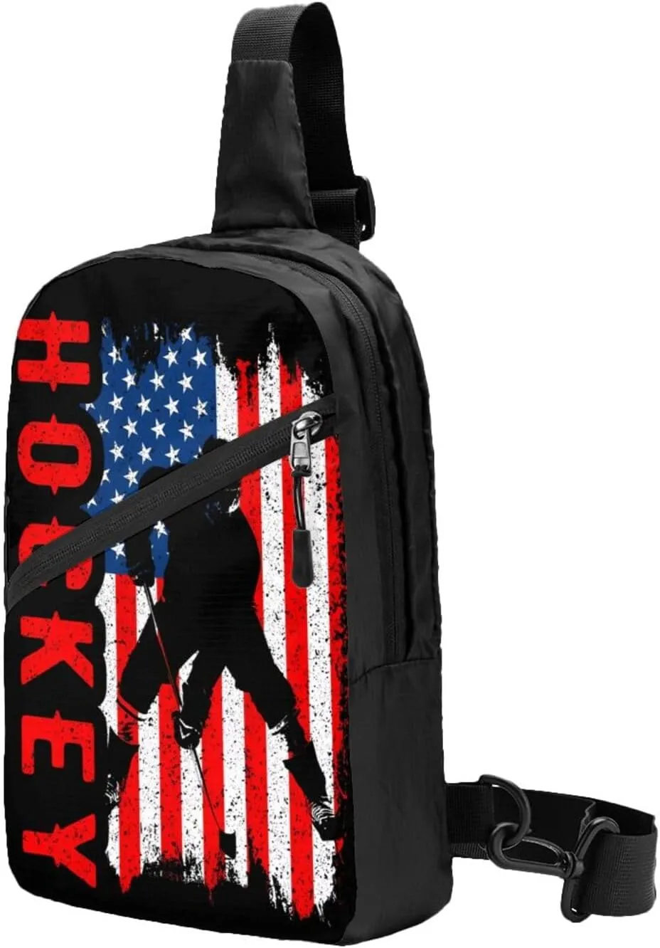 American Hockey Flag Portable Sling Bags Packable Crossbody Bag Foldable Sport Daypack Reusable Shoulder Backpack Diagonally Chest Bag for Workout Travel