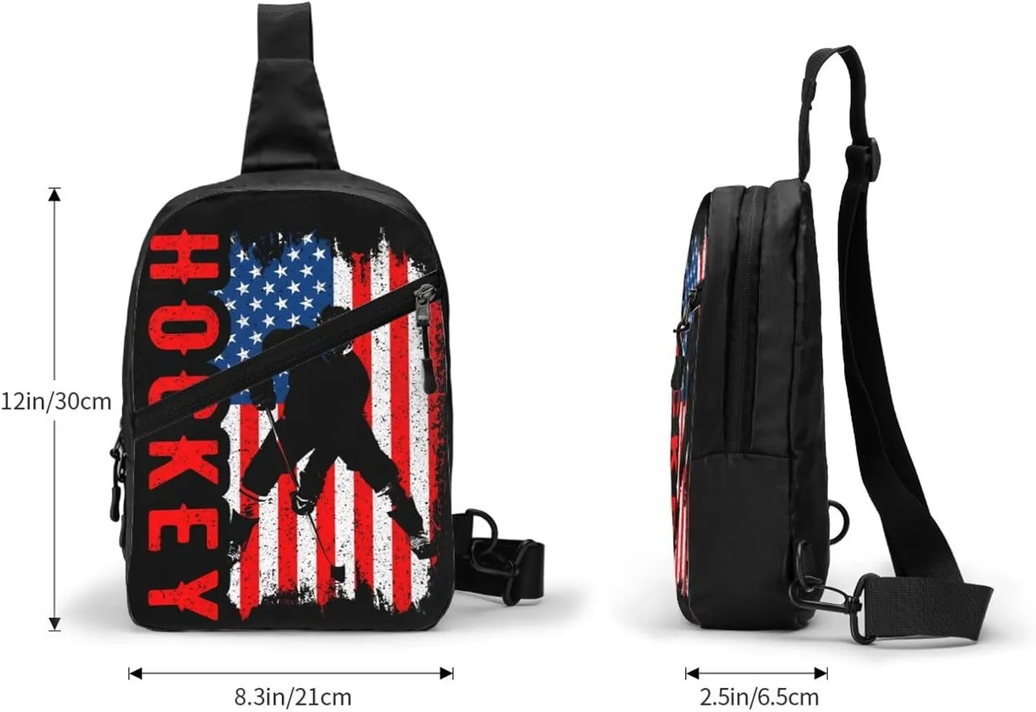 American Hockey Flag Portable Sling Bags Packable Crossbody Bag Foldable Sport Daypack Reusable Shoulder Backpack Diagonally Chest Bag for Workout Travel