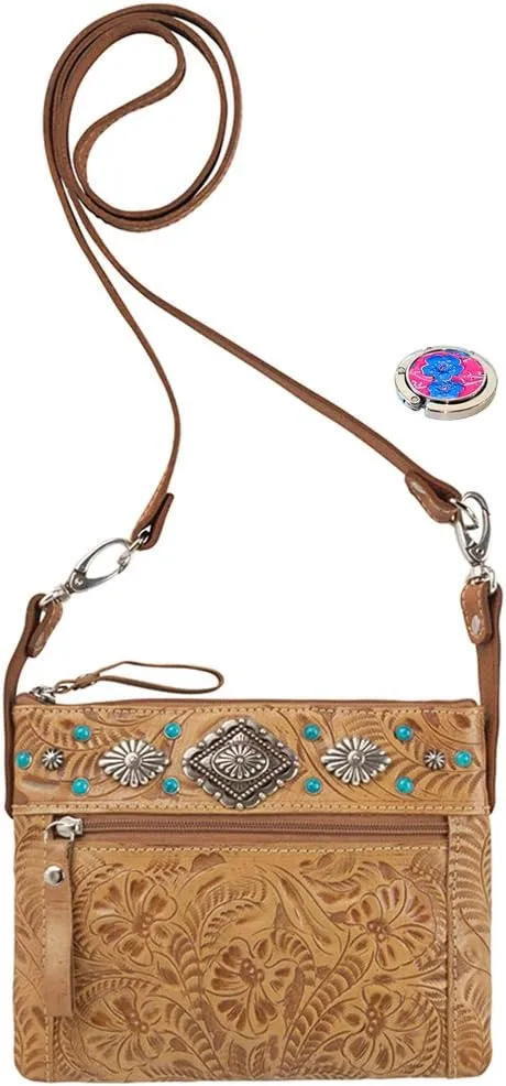 American West Women's Trail Rider Crossbody Bag Tan One Size