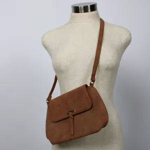 & Me Brown Suede Crossbody Bag