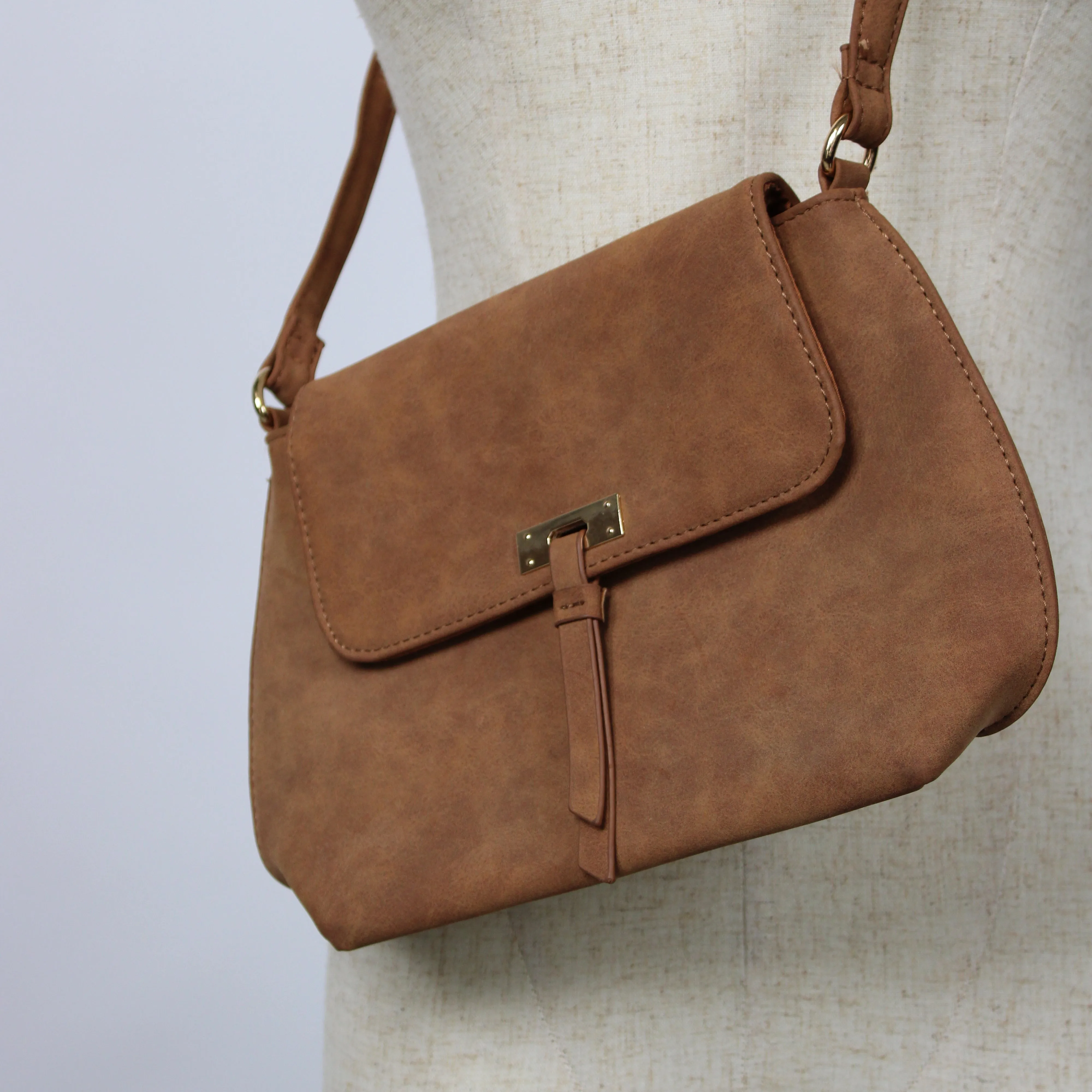 & Me Brown Suede Crossbody Bag
