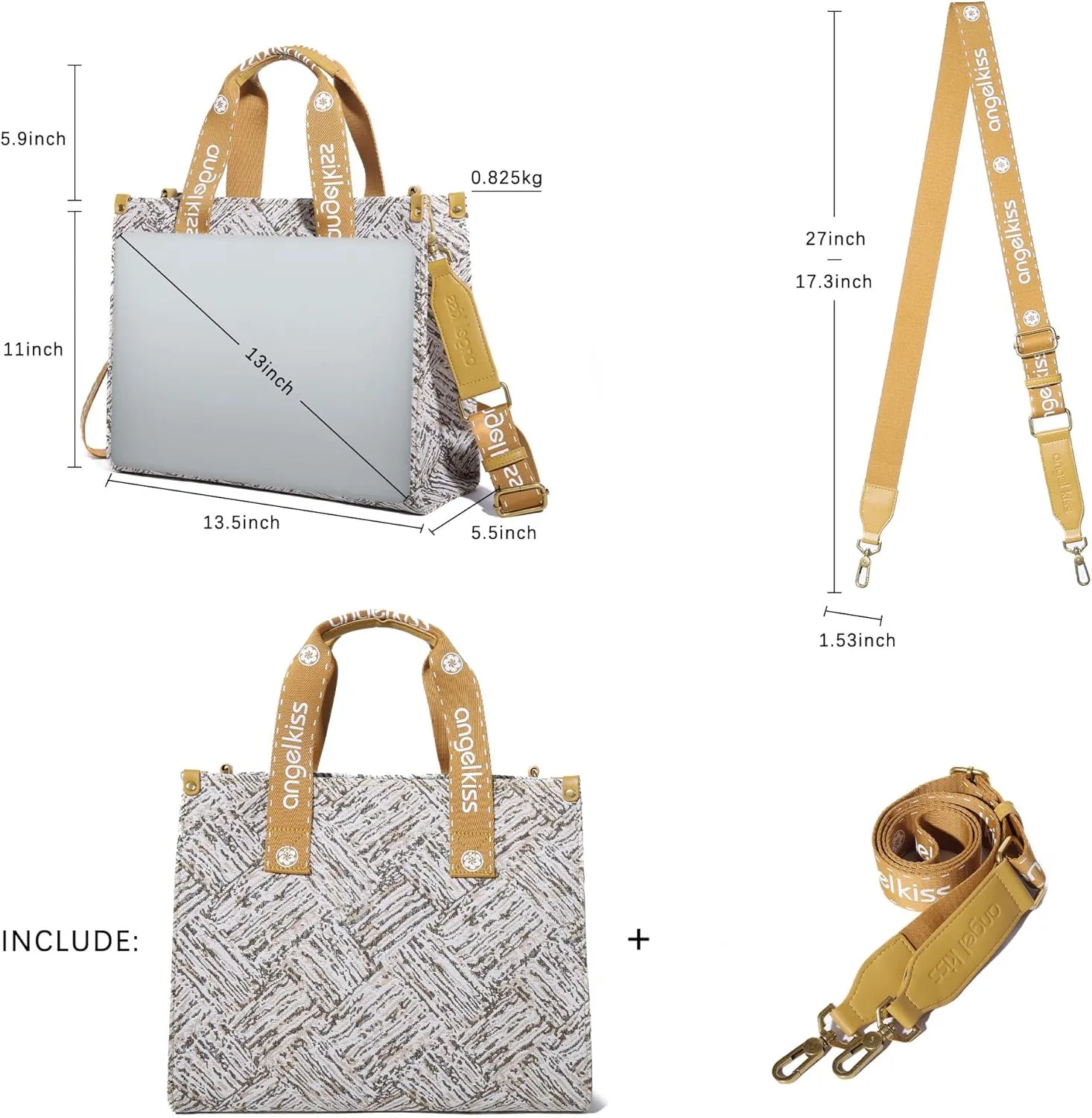 Angel Kiss Tote Bag Purses for Women Medium Top-handle Satchel Handbags with Crossbody Srtap