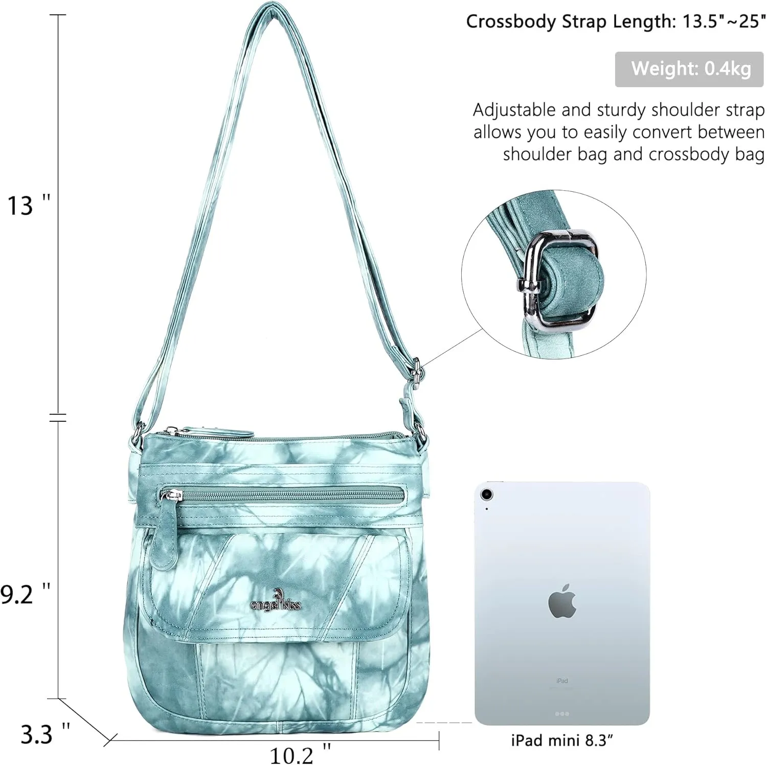 Angelkiss Small Womens Crossbody Bag Leather Shoulder Purse for Women Hobo Bag with Adjustable Shoulder Strap