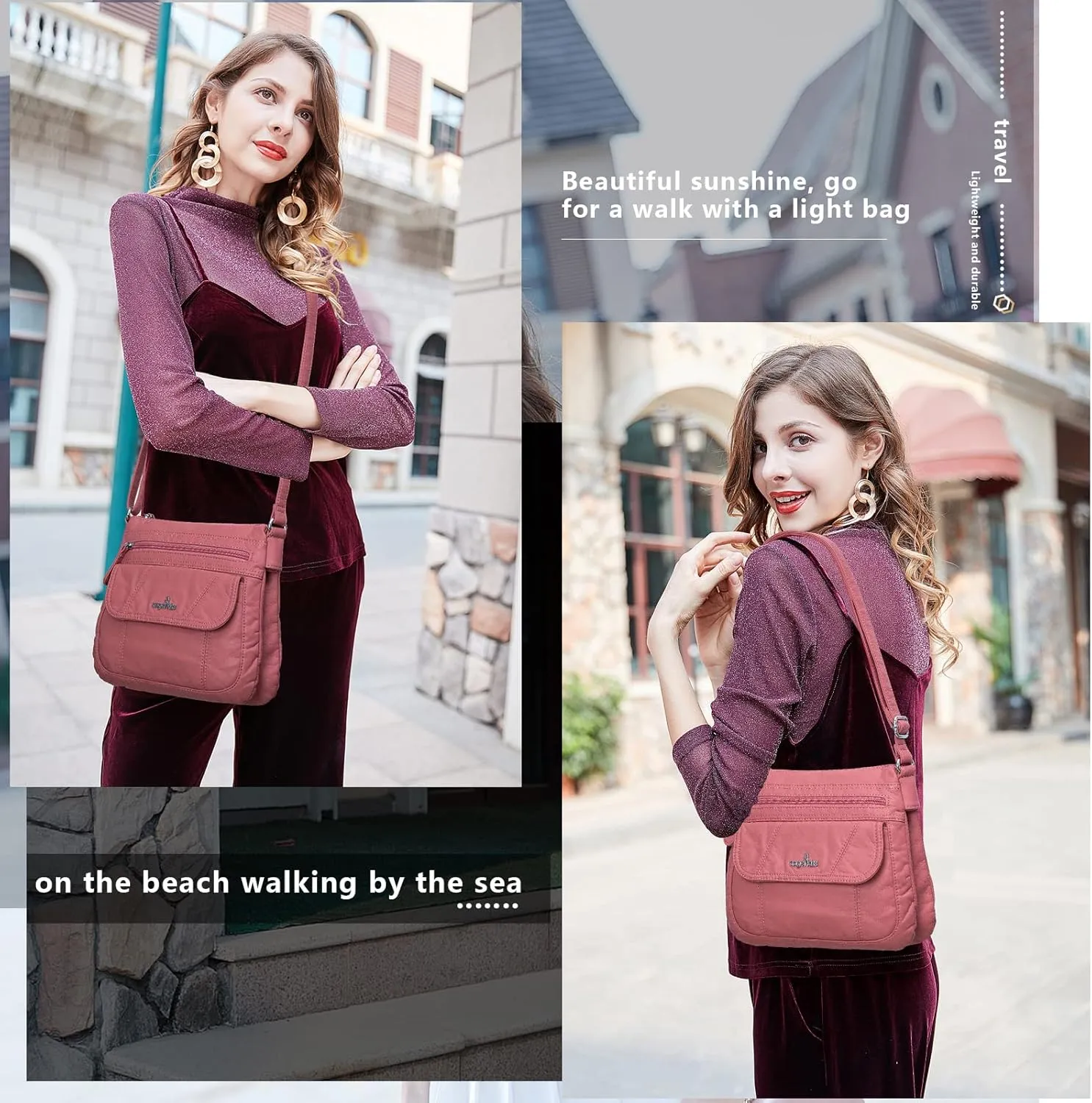 Angelkiss Small Womens Crossbody Bag Leather Shoulder Purse for Women Hobo Bag with Adjustable Shoulder Strap