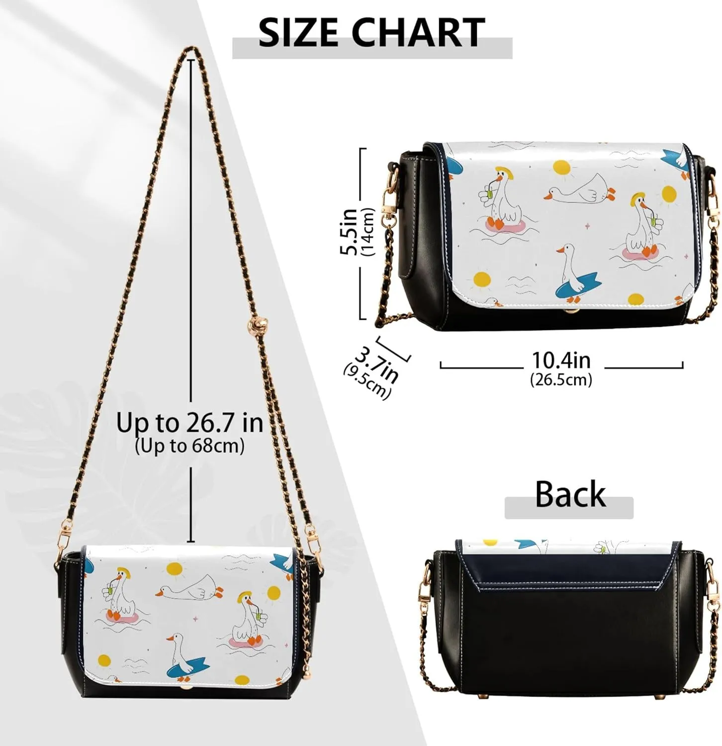 Animal Women Leather Shoulder Bag, Cute Cat Caticorn Kitten Unicorn Crossbody Bags for Women Handbag Chain Strap