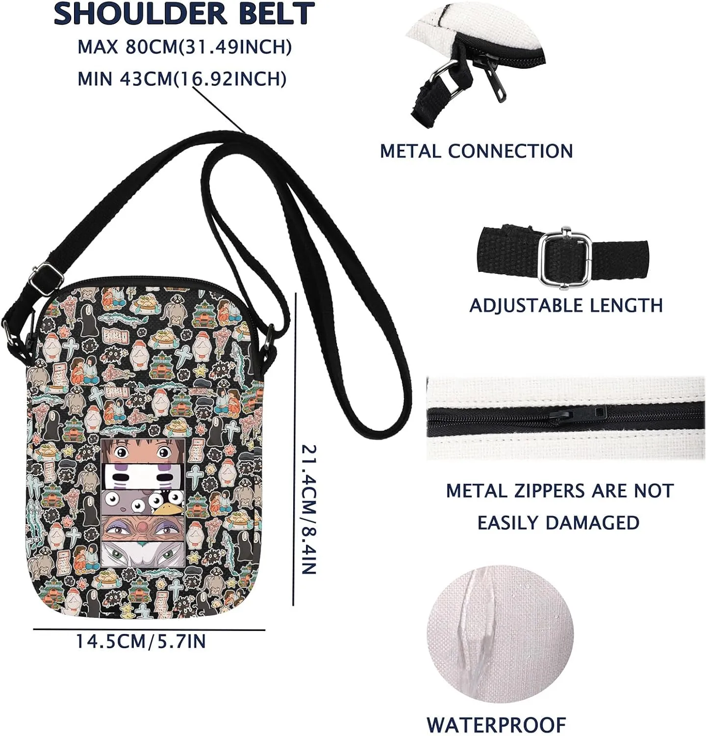 Anime Inspired Crossbody Bag Anime Lover Gift Sp Away Fans Gift No Face Gift