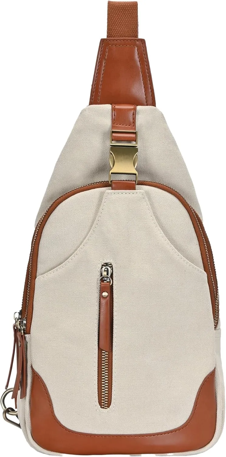 Antik Kraft Women's Samara Sling, Crossbody Sling Bag for Women, Durable Canvas with Vegan Leather Trim Chest Bag