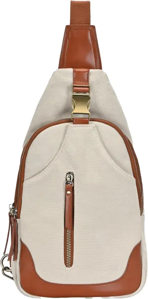 Antik Kraft Women's Samara Sling, Crossbody Sling Bag for Women, Durable Canvas with Vegan Leather Trim Chest Bag