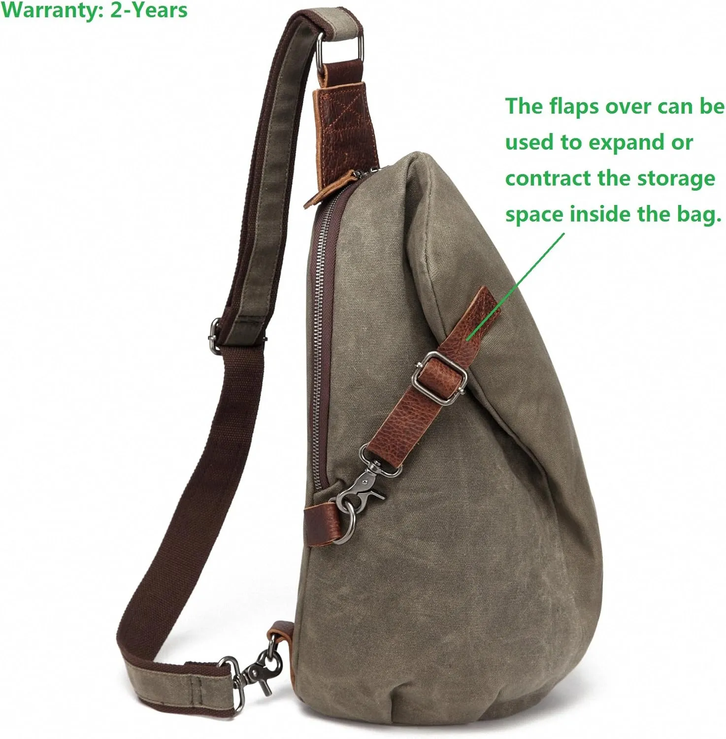 AOTIAN Unisex Sling Backpack Waxed Canvas Crossbody Bag Daypack 10 Liters, Height 14.5 Inches
