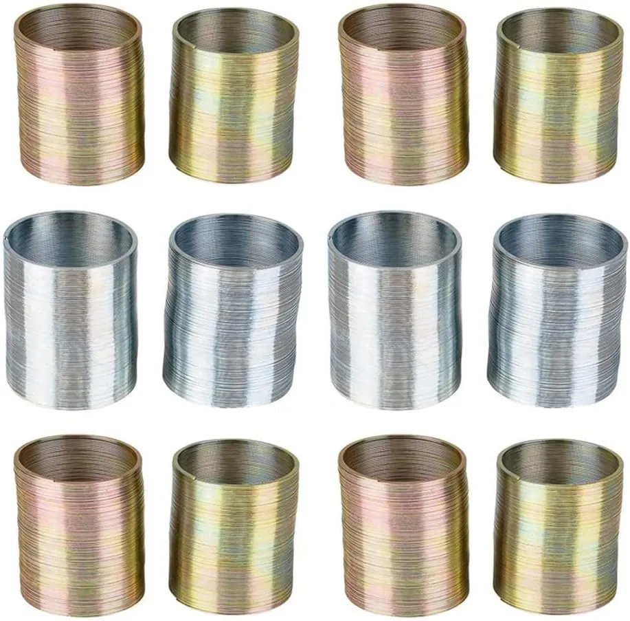 ArtCreativity Metal Coil Spring - 12 Pack - 1 Inch Silver and Gold Metal Coil Spring Set - Fun Birthday Party Favor for Kids, Cute Coil Spring Prize, Goody Bag Fillers, Stocking Stuffers, Novelty Gift