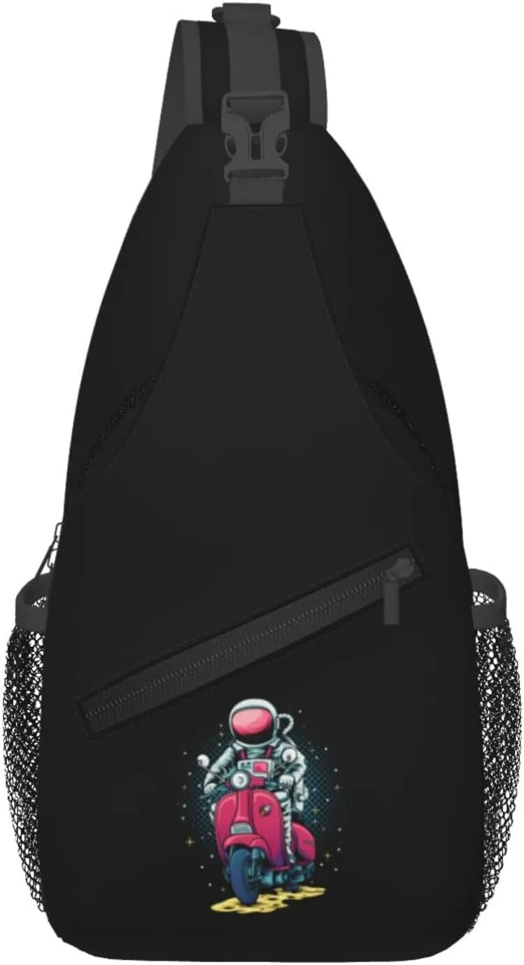 Astronauts Riding Motorcycles Crossbody Bags For Women Men Chest Backpack Gym Shoulder Bag Travel Outdoor Sports Casual Crossbody Bags