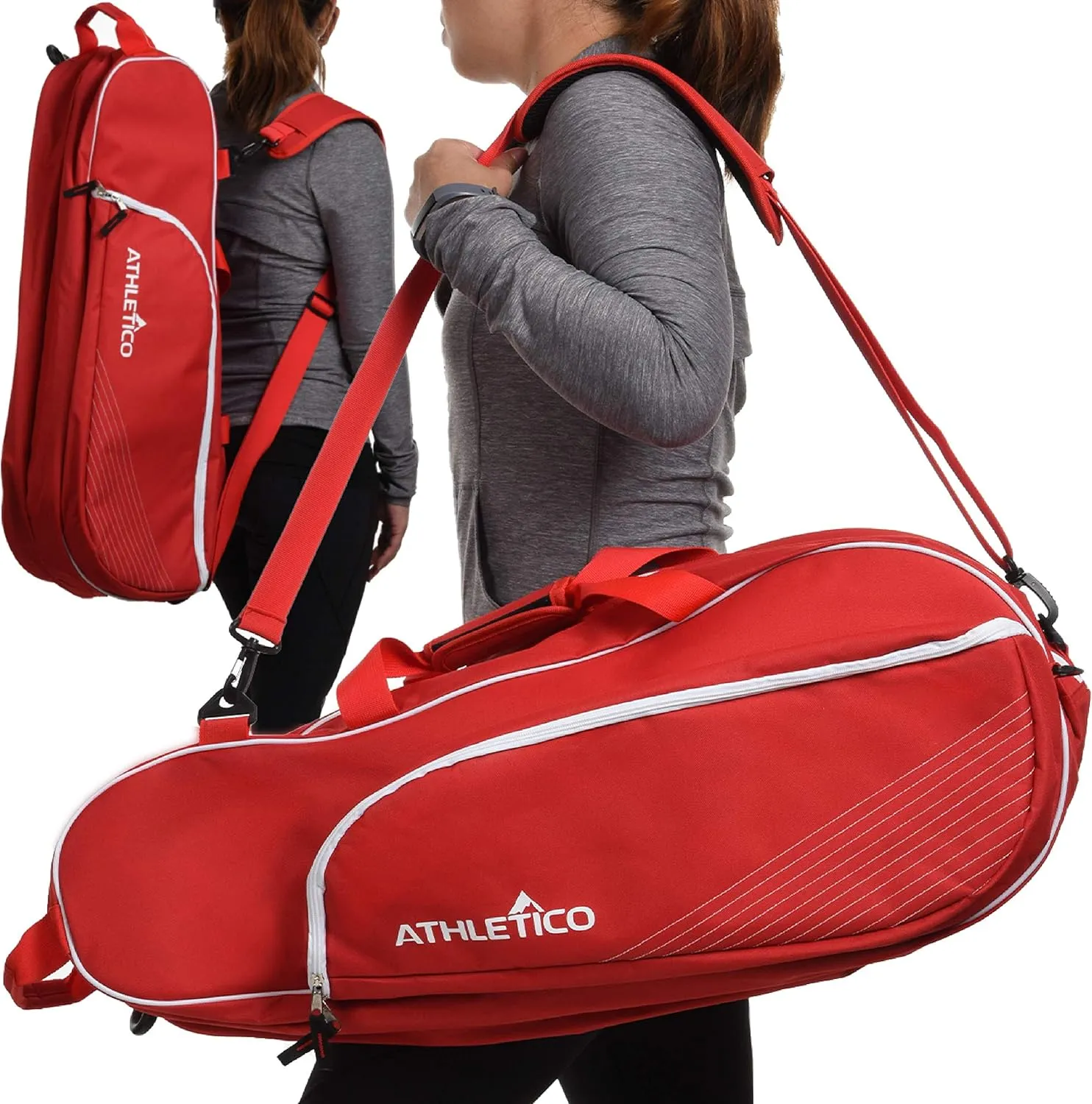 Athletico 6 Racquet Tennis Bag | Padded to Protect Rackets & Lightweight | Professional or Beginner Tennis Players | Unisex Design for Men, Women, Youth and Adults