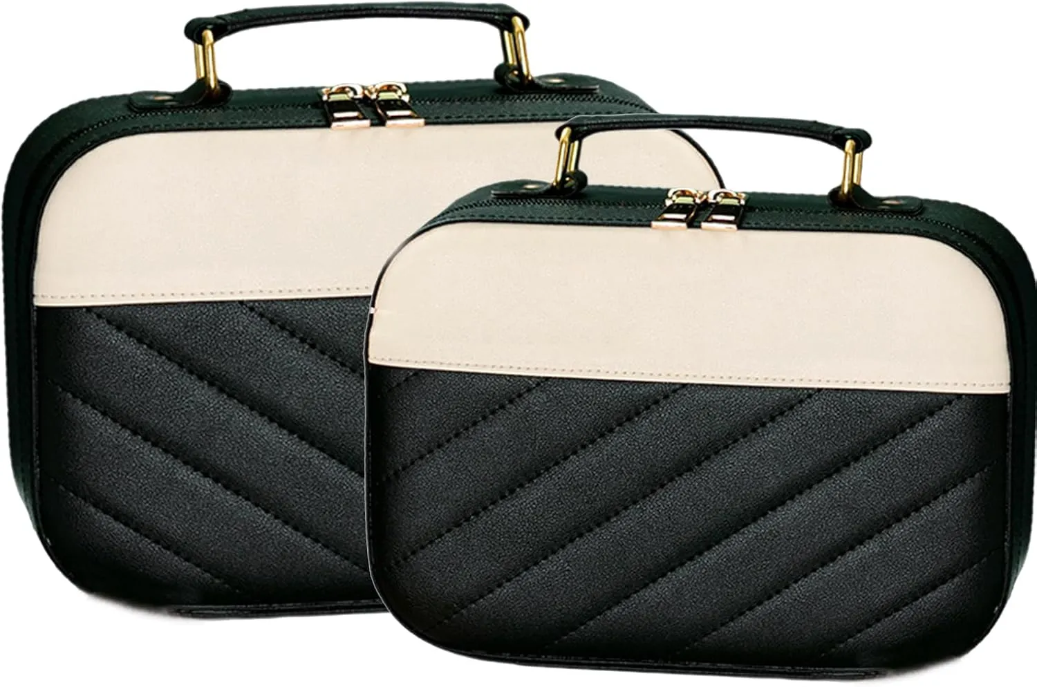 ATkits Cosmetics Bags, 2PCS Portable Cute Travel Makeup Bag, Travel Accessories Bag, Makeup Brush Organizer for Women and girls (2PCS-Black)