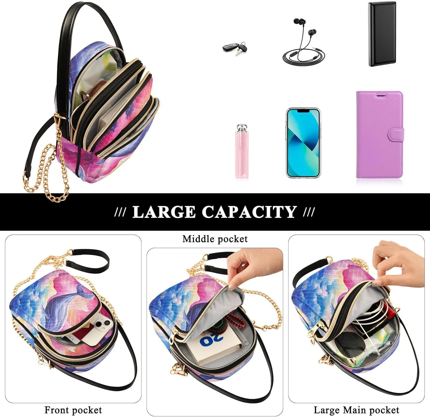 Autumn Beautiful Fallen Leaves Women Crossbody Handbag, Crossbody Bag with Pockets, Fall Crossbody Purse
