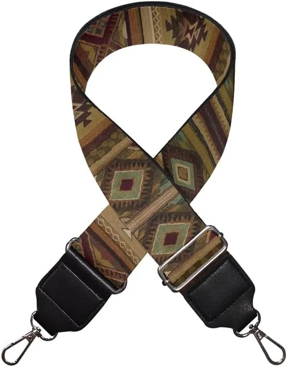 Aztec Ethnic Women's Handbags Strap, Navajo Tribal Crossbody Wallet Adjustable Straps, Brown Southwestern 29.9-50.3 Inches for Ladies Long Extender