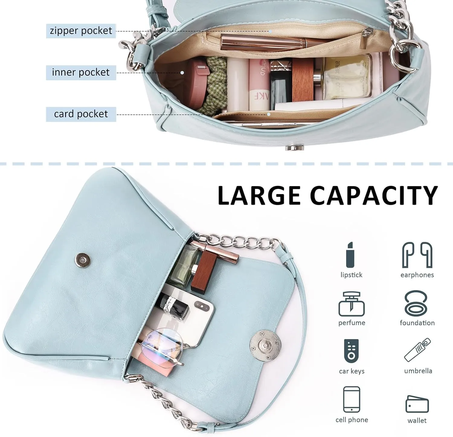 BADDIES Fashion Shoulder Bag For Women,Vegan Leather Crossbody Purse,Chic Medium Dumpling Handbag Purse