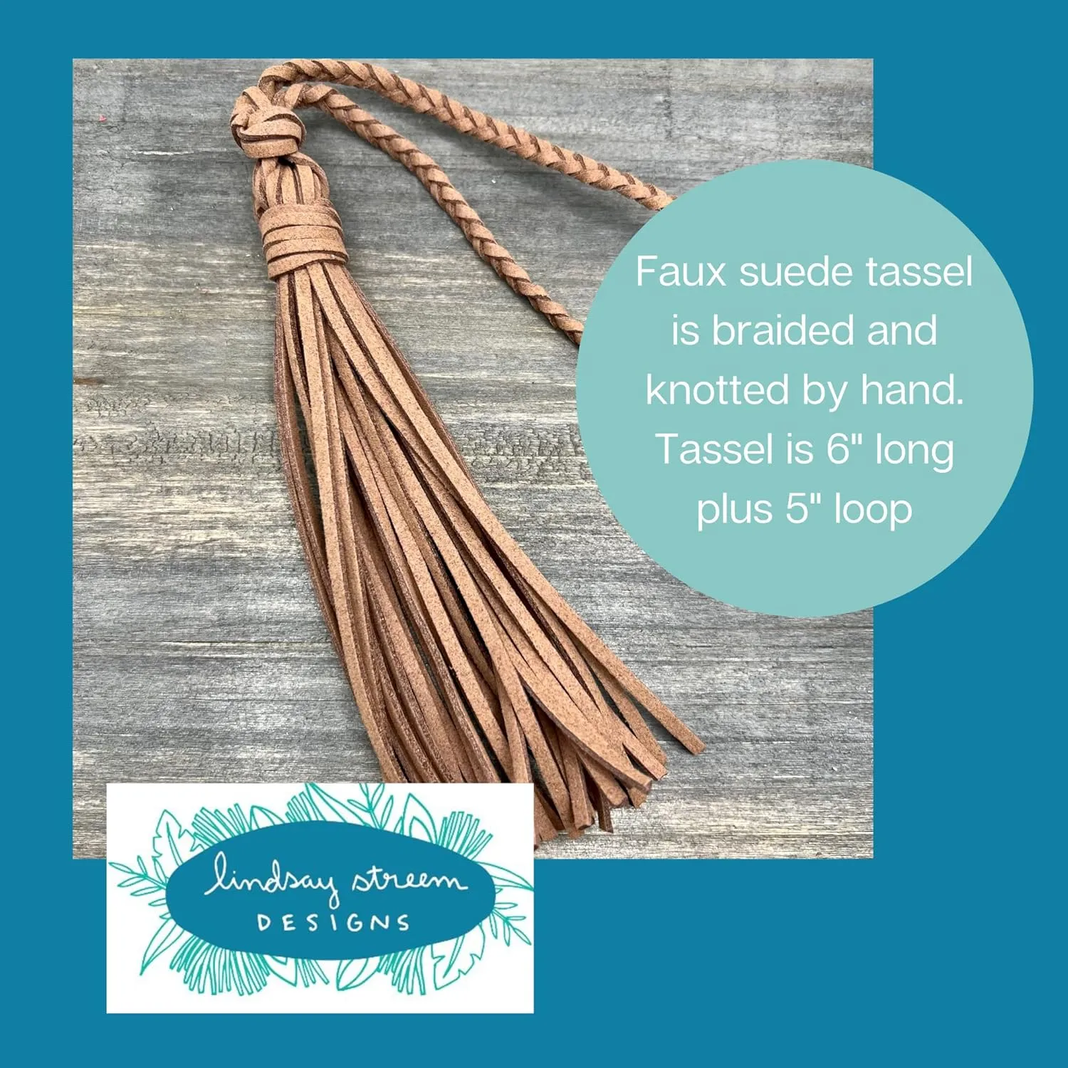 Bag Charm with Tassel for Purses & Totes Faux Suede Leather (Black)