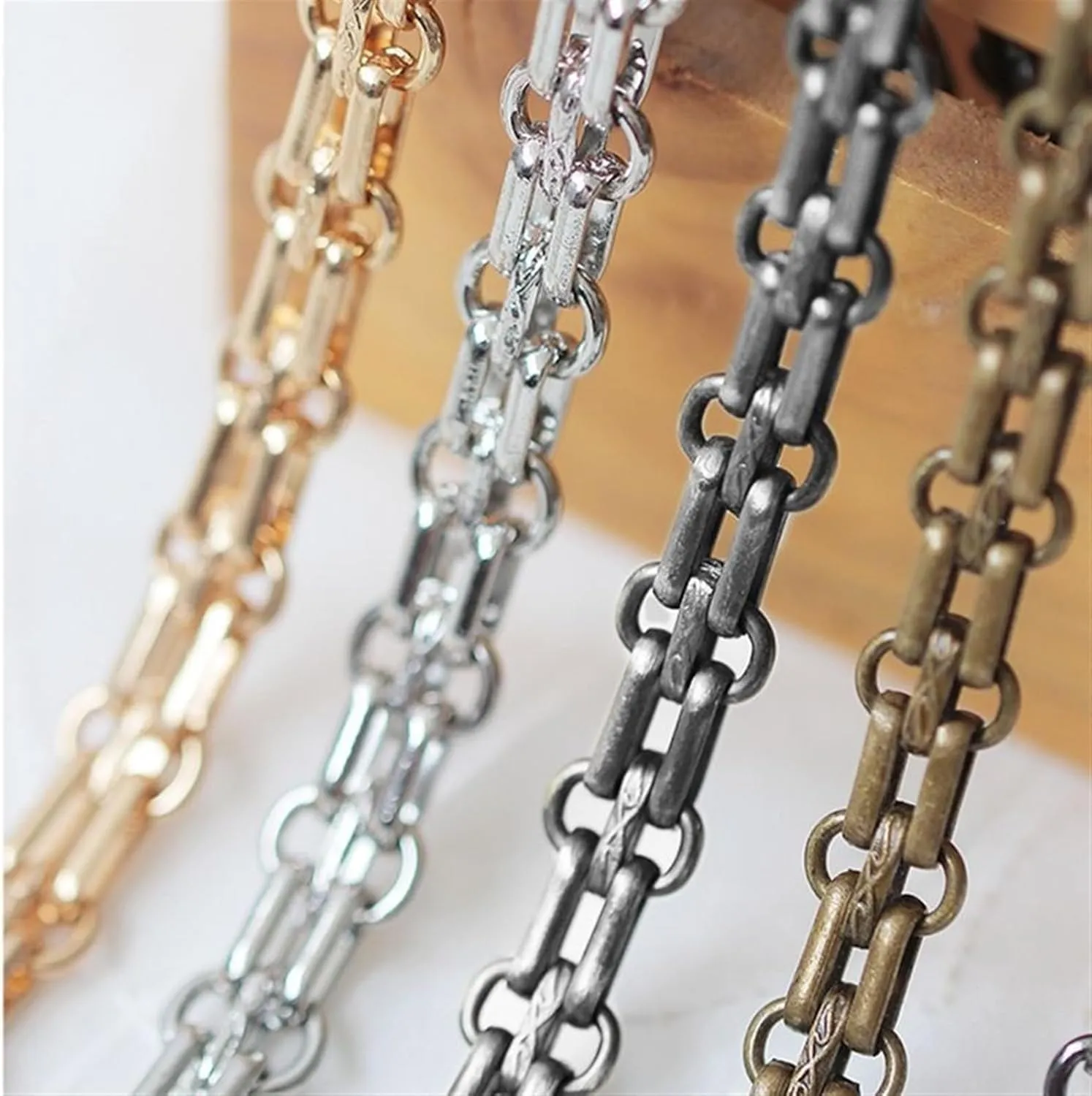 Bag Straps 40/60/80/90/100/110/120/130/140cm Shoulder Crossbody Bag with Replacement Chain Bronze 12mm Three-Row Buckle Metal Chain Bag Chain Bag Strap Adjustable Bag Straps(110cm)