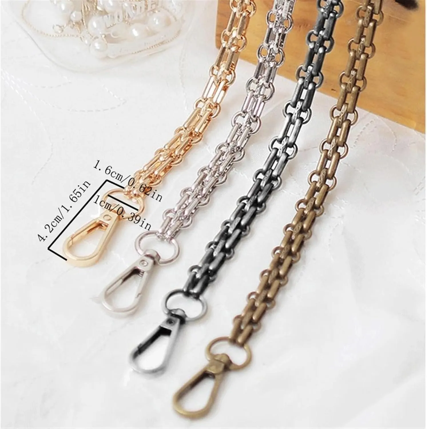 Bag Straps 40/60/80/90/100/110/120/130/140cm Shoulder Crossbody Bag with Replacement Chain Bronze 12mm Three-Row Buckle Metal Chain Bag Chain Bag Strap Adjustable Bag Straps(110cm)