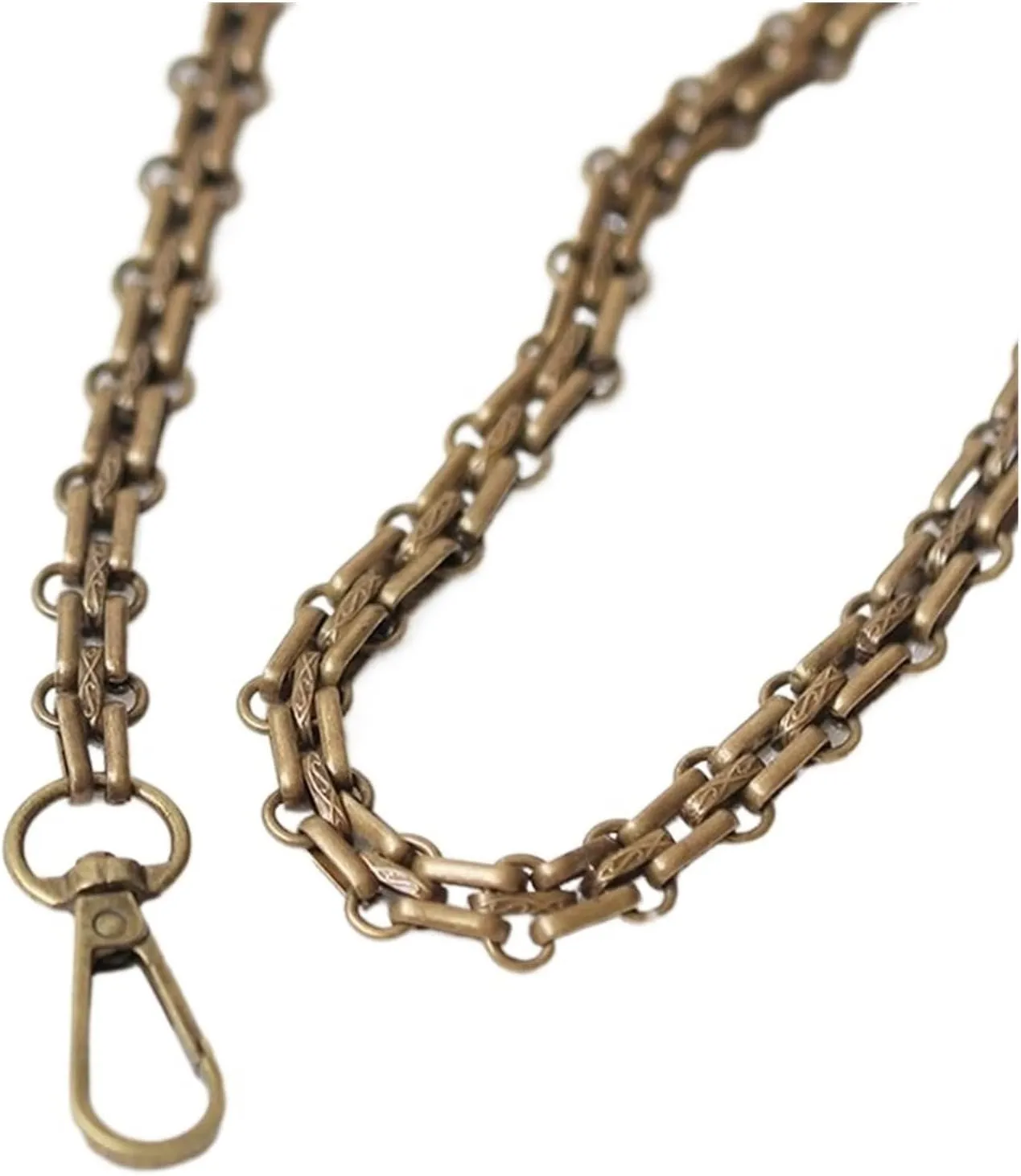 Bag Straps 40/60/80/90/100/110/120/130/140cm Shoulder Crossbody Bag with Replacement Chain Bronze 12mm Three-Row Buckle Metal Chain Bag Chain Bag Strap Adjustable Bag Straps(110cm)