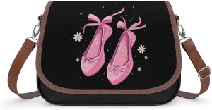 Ballerina Ballet Dancing Crossbody Bags for Women Leather Tote Bag Handbag Purse for Work Travel