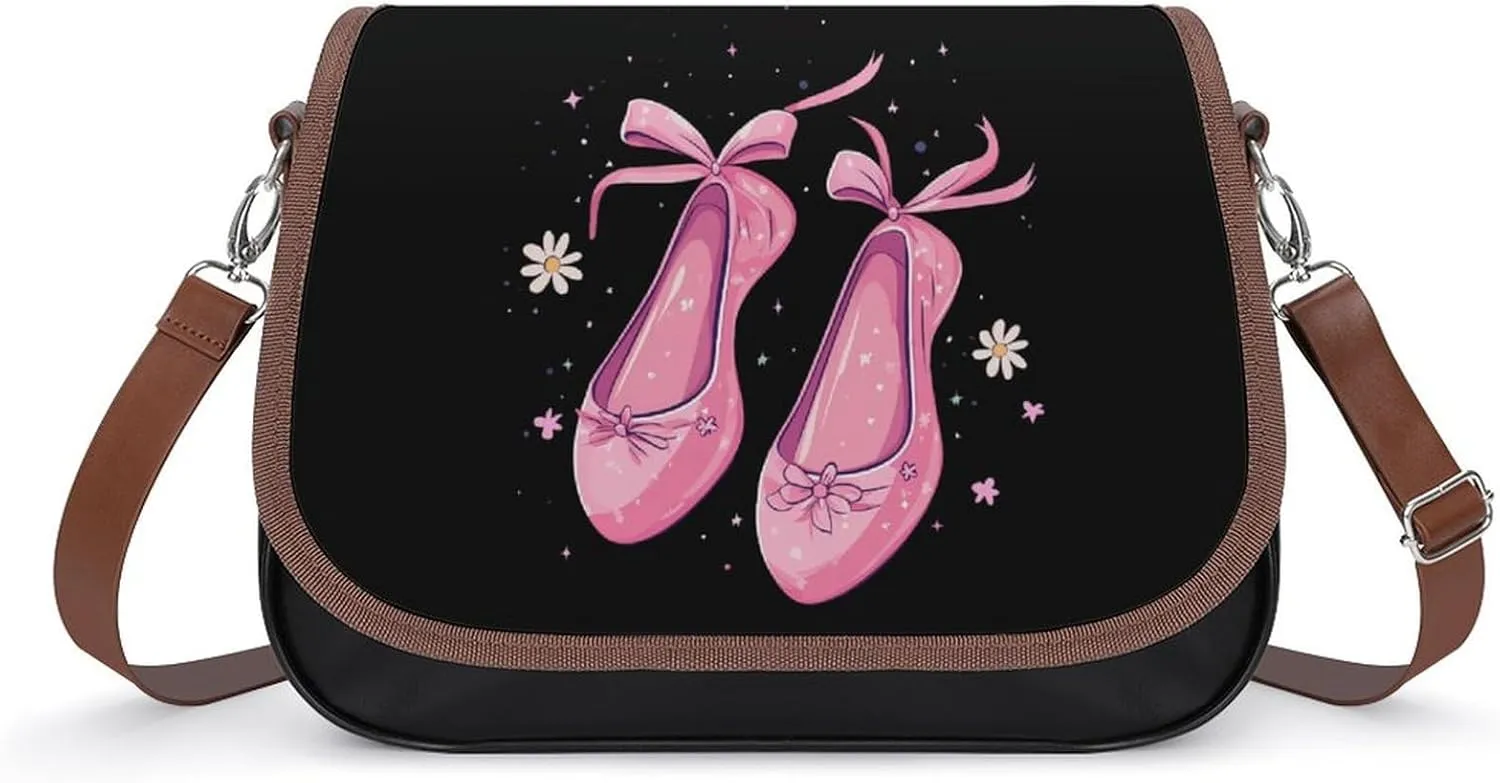 Ballerina Ballet Dancing Crossbody Bags for Women Leather Tote Bag Handbag Purse for Work Travel