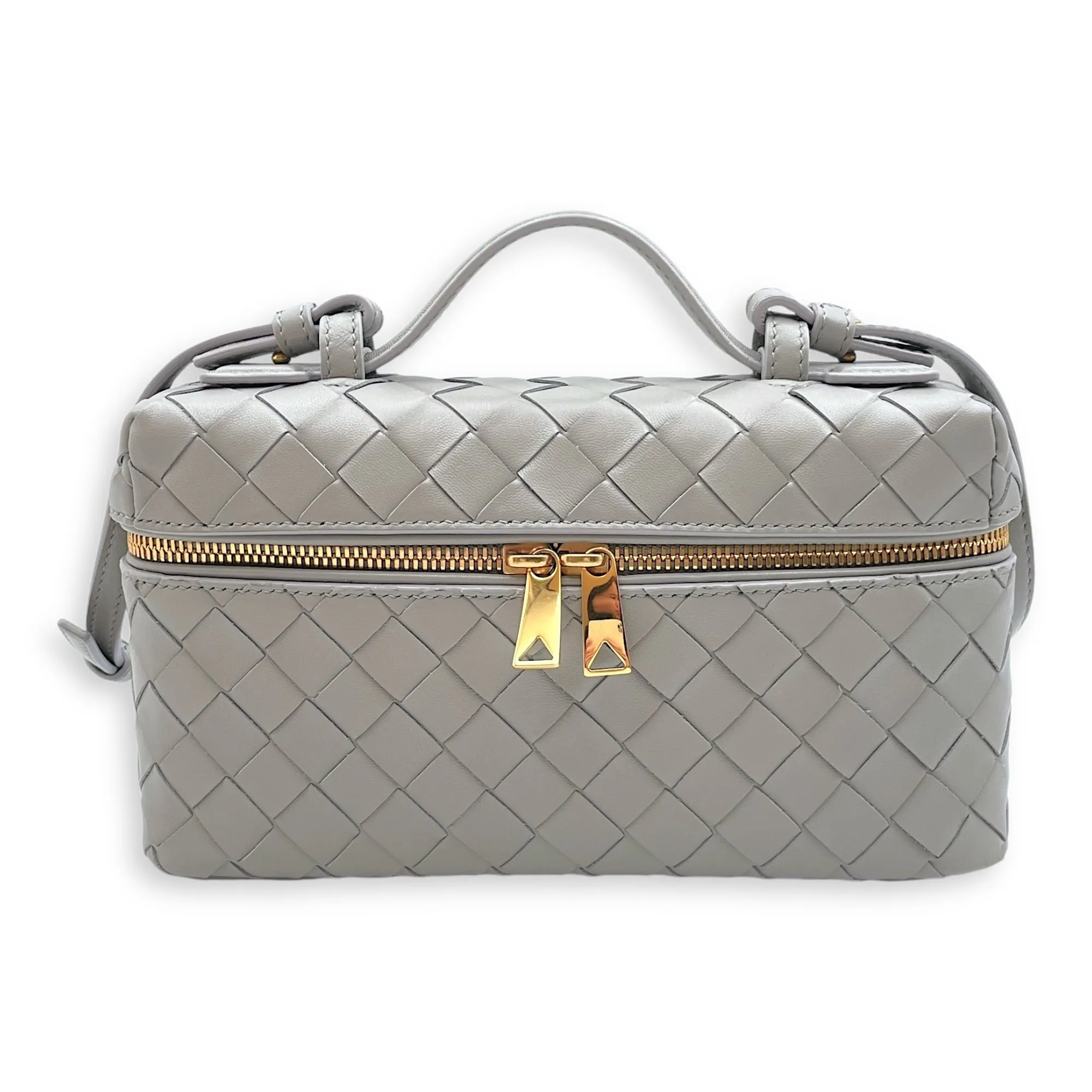 Bang Bang Intrecciato Vanity Case 23x12x6cm Sterling Crossbody Bag in Calfskin, Gold hardware