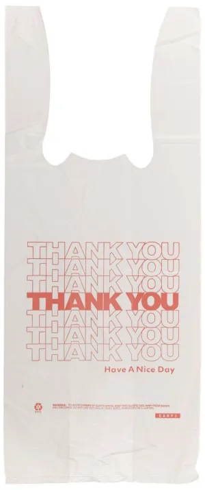 Barnes Paper Company 8416THYOU Thank You High-Density Shopping Bags, 8w x 4d x 16h, White (Case of 2000)