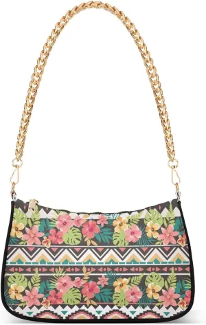 Bat Halloween Women's Chain Shoulder Bag, Metal Chain Strap Zip Purse for Women