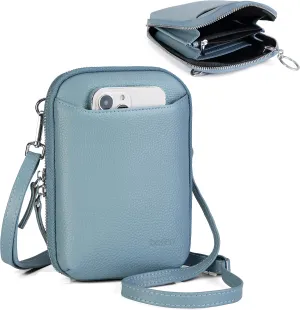 befen Genuine Leather Crossbody Cell Phone Purse for Women, Small Zip Around RFID Blocking Crossbody Wallet Bags