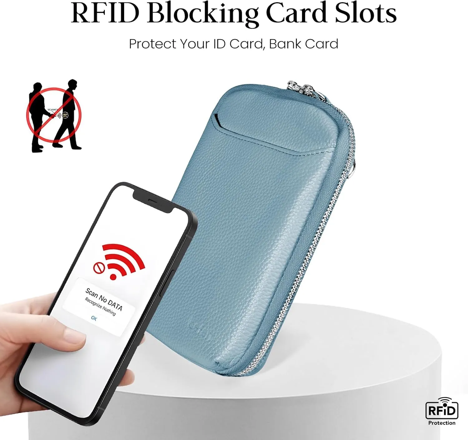 befen Genuine Leather Crossbody Cell Phone Purse for Women, Small Zip Around RFID Blocking Crossbody Wallet Bags