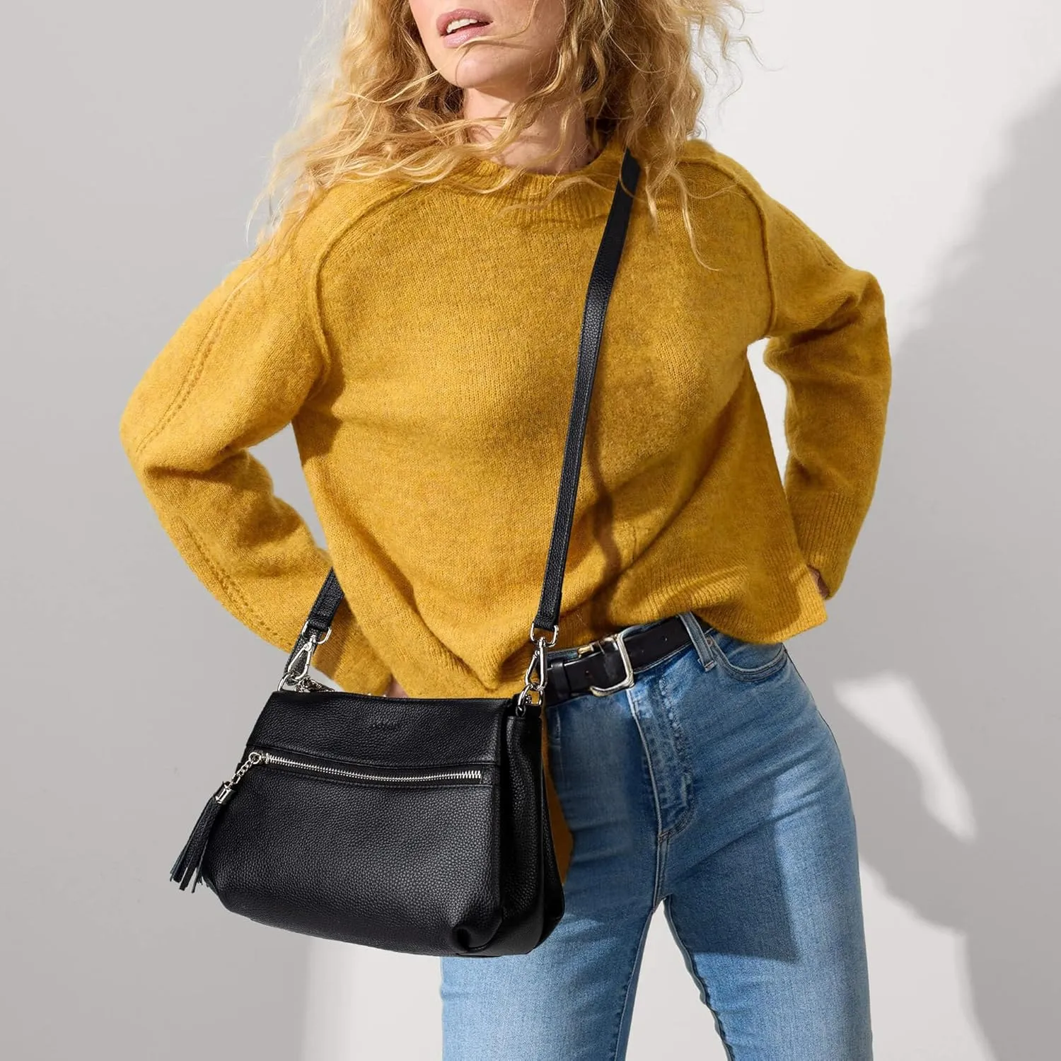 befen Genuine Leather Crossbody Hobo Purses for Women, Ladies Shoulder Bags Handbags with 2 Shoulder Straps