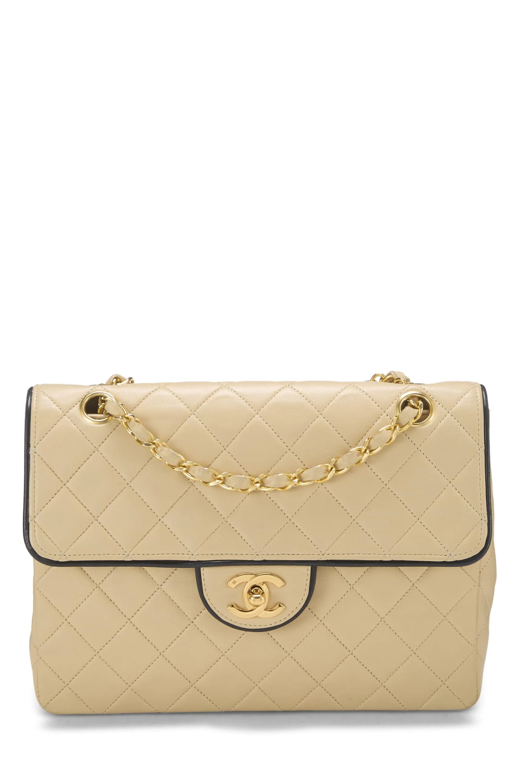 Beige Piped Quick delivery Power-efficient Beige Quilted Half Lambskin  Chanel, Small, Flap