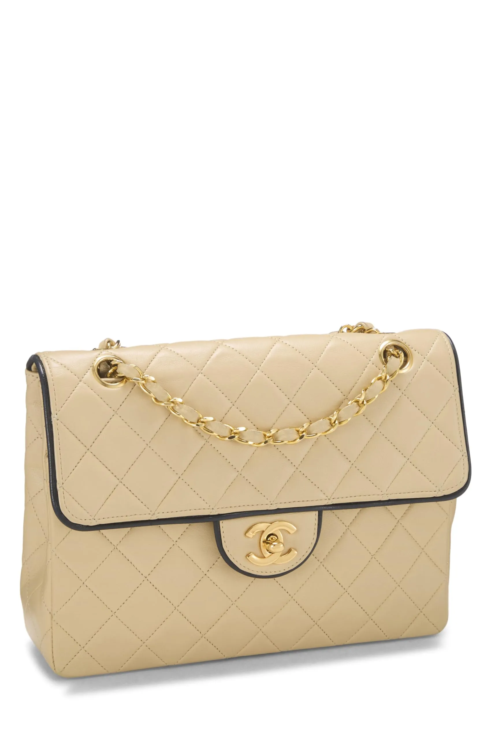 Beige Piped Quick delivery Power-efficient Beige Quilted Half Lambskin  Chanel, Small, Flap