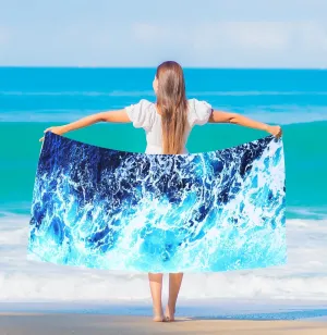 Benefeet Sox Beach Towels Quick Dry Sand Free Lightweight Soft Beach Towels Oversized Beach Blanket Microfiber Towel for Swimming Pool Travel，56"x 29"-Sea Wave