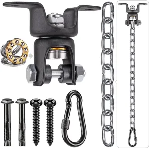 BeneLabel Hanging Kits Hammock Chair Hardware, Heavy Duty Swing Hanger with Chain for Indoor Outdoor Playground Hanging Hammock Chair Punching Bags, 2 Screws, 600 LB Capacity, 47"/4ft, 360° Rotation