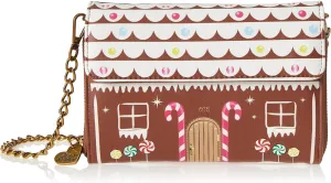 Betsey Johnson Gingerbread House Wallet Crossbody, Brown