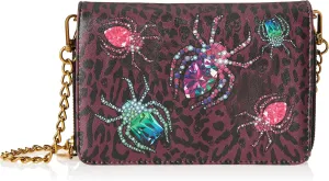 Betsey Johnson Spider Wallet Crossbody, Purple