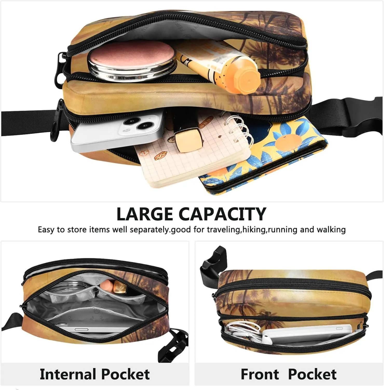 Bierstadt Albert Tropical Landscape Boats Bay Women Fanny Packs Waterproof Hip Pouch Belt Bag Cute Waist Pack for Women