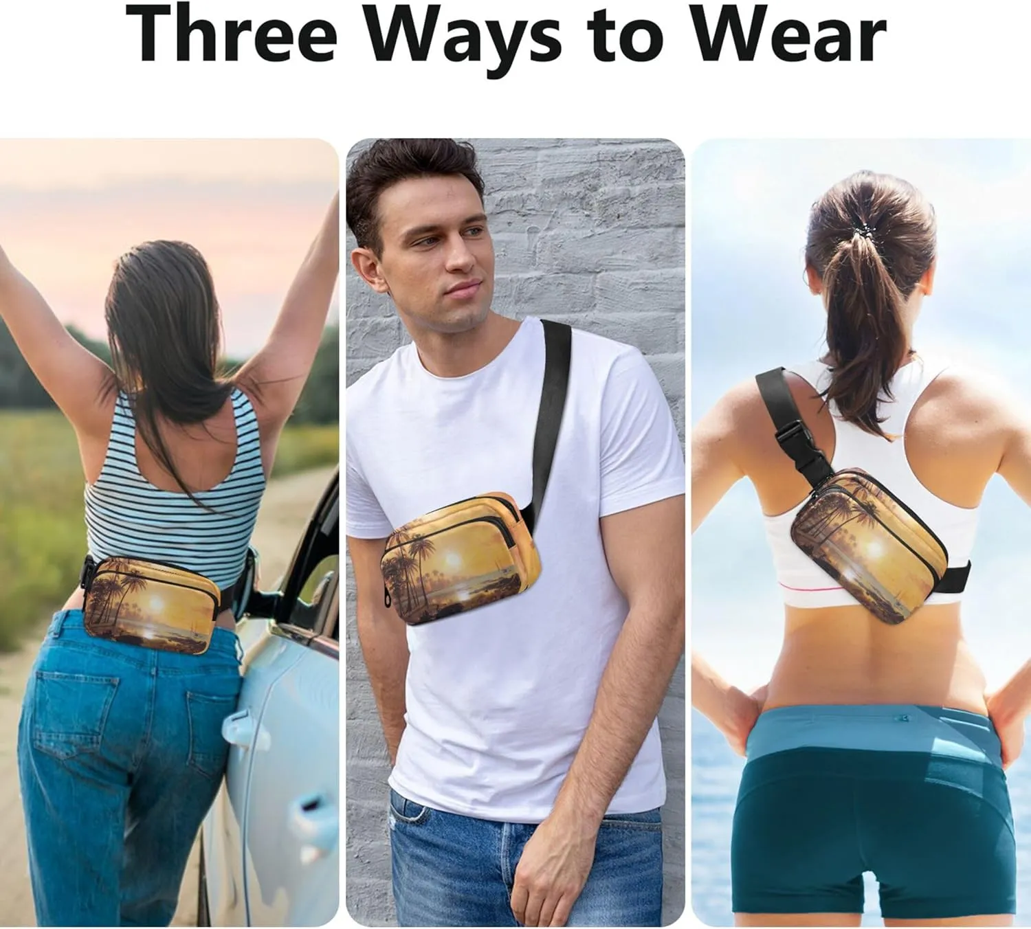 Bierstadt Albert Tropical Landscape Boats Bay Women Fanny Packs Waterproof Hip Pouch Belt Bag Cute Waist Pack for Women
