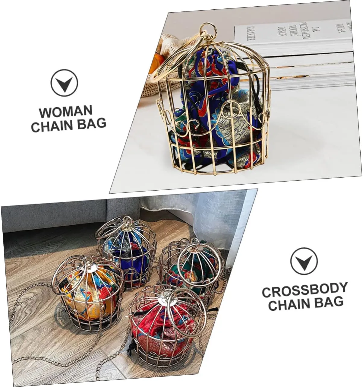 Bird Cage Bag Women Cross Body Bag Shoulder Bags Women Chain Handbag Ethnic Crossbody Bag Tribal