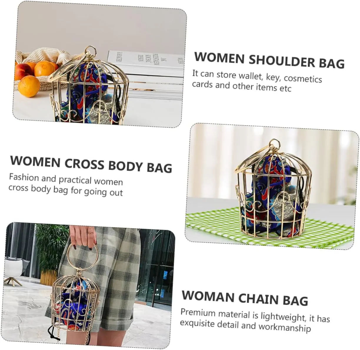 Bird Cage Bag Women Cross Body Bag Shoulder Bags Women Chain Handbag Ethnic Crossbody Bag Tribal
