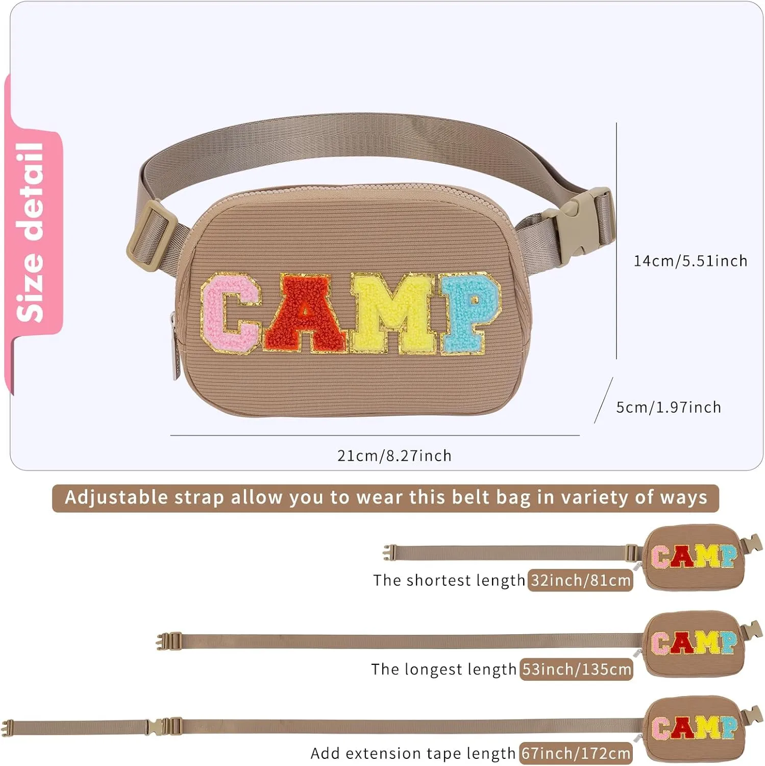 Birthday Gifts for 6 7 8 9 10 11 12 13 14 15 Year Old Girls,Belt Bag Fanny Pack Crossbody Bags ，Purse for Kids,Cute Teen Trendy Stuff Travel Essentials，Letter Belt Bag For Girls (Coffee)
