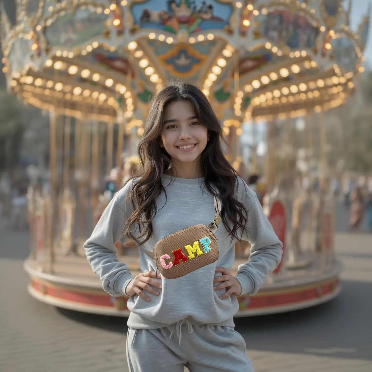 Birthday Gifts for 6 7 8 9 10 11 12 13 14 15 Year Old Girls,Belt Bag Fanny Pack Crossbody Bags ，Purse for Kids,Cute Teen Trendy Stuff Travel Essentials，Letter Belt Bag For Girls (Coffee)